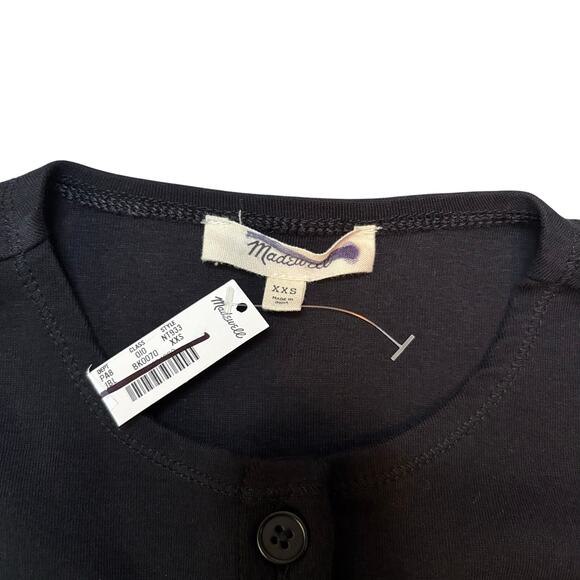 Madewell Black Ribbed Button Front Cardigan Sweater XXS NWT - Picture 4 of 6